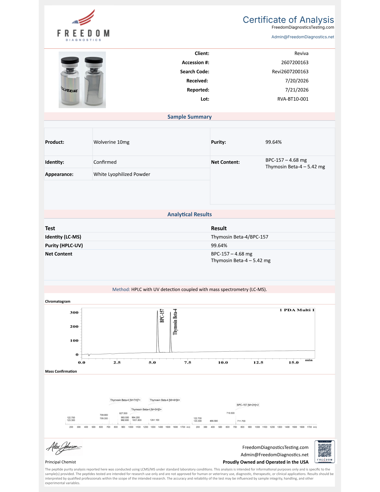 COA preview for BPC-157 + TB-500 5mg + 5mg